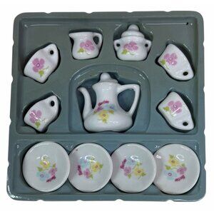 Vintage 1990s Barbie Porcelain Tea Set Doll House Size 1:6 Floral Strombecker